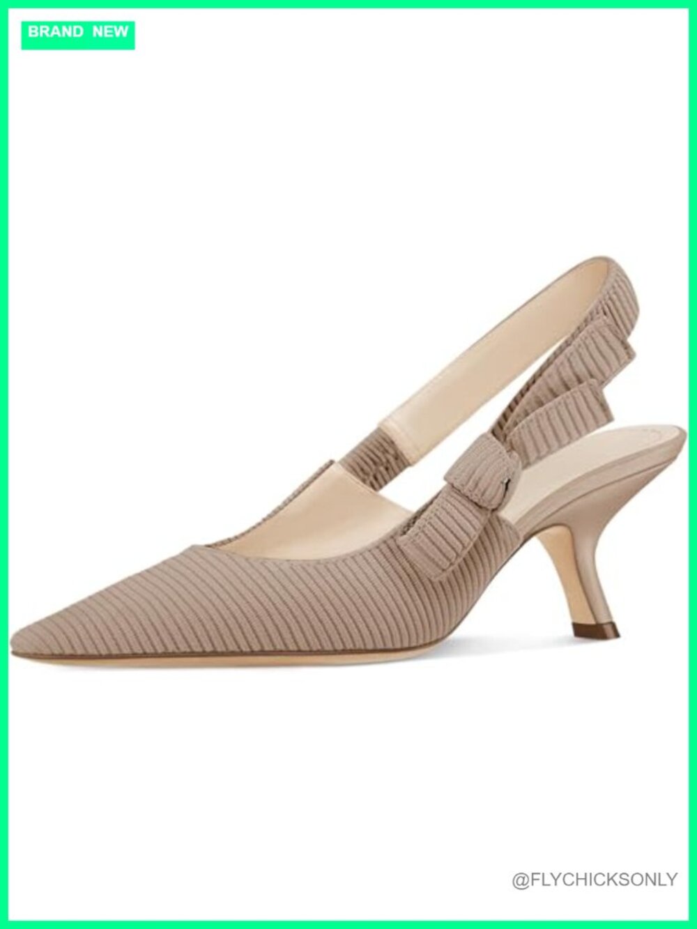 Women's Slingback Kitten Heels Pointed Toe Bow Pumps